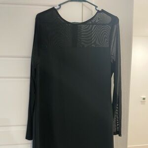 Elegant Black Sheer Sleeve Dress